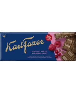 Karl Fazer piimašokolaad punaste marjade ja riisikrõbinatega 180g/21tk