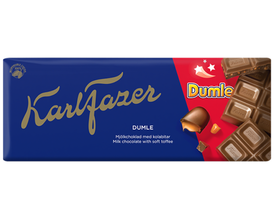 Karl Fazer piimašokolaad Dumle toffeetükkidega 180g/ 22 tk