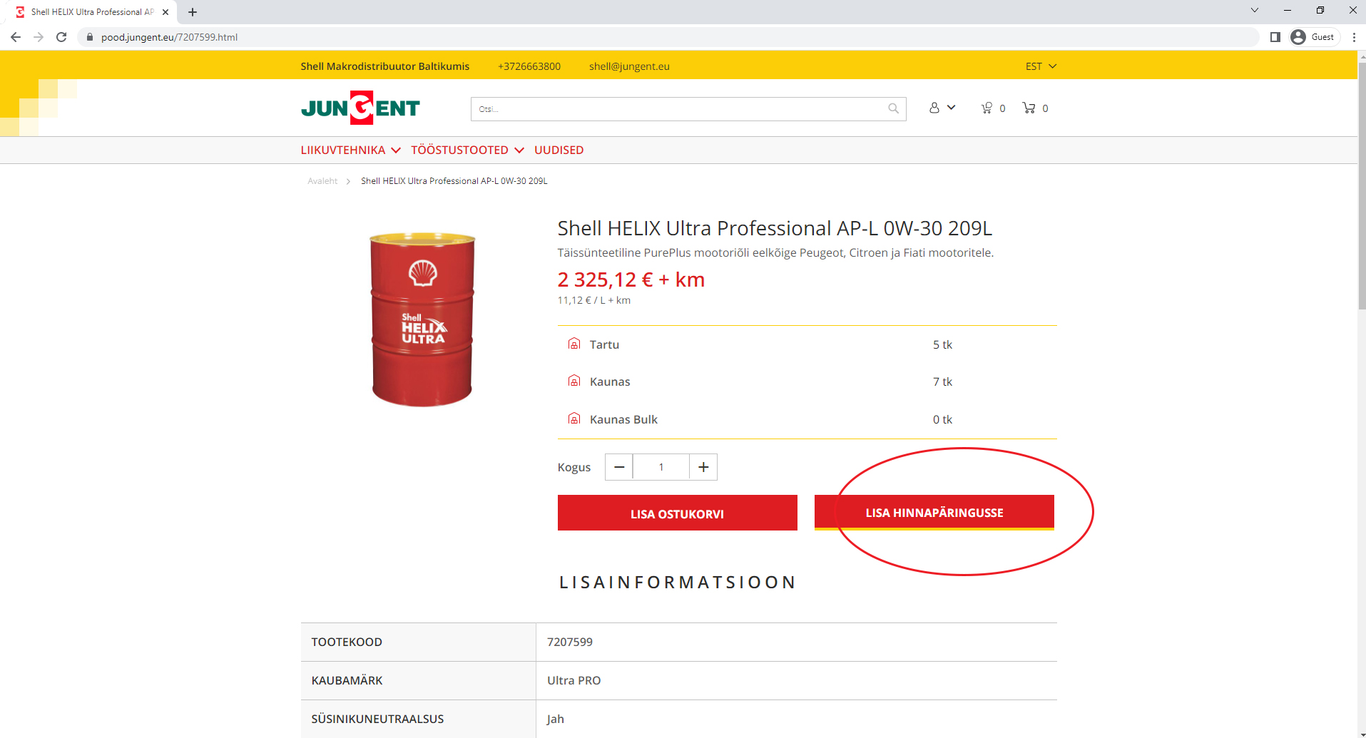 Lisa hinnapäringusse nupp